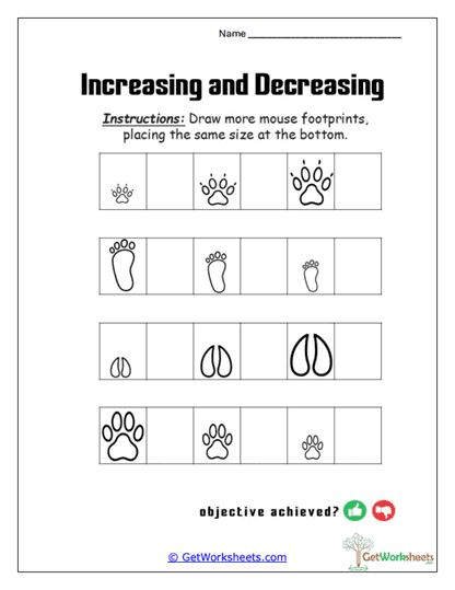 Footprint Size Steps Worksheet