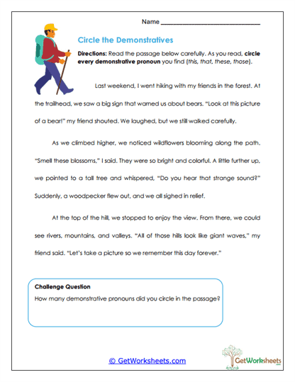 Circle the Demonstratives Worksheet