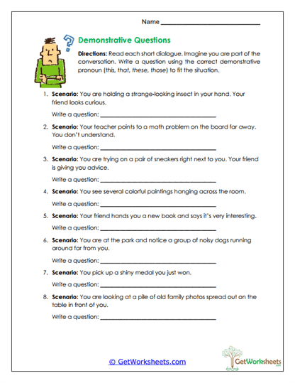Demonstrative Questions Worksheet