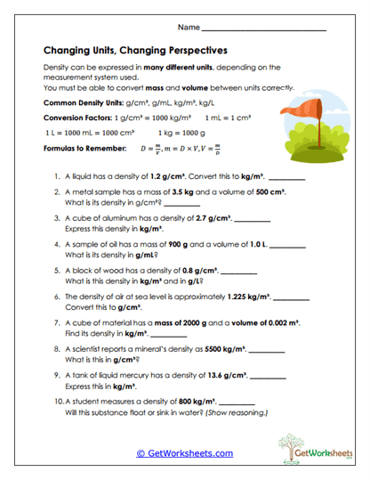 Unit Conversion Practice Worksheet