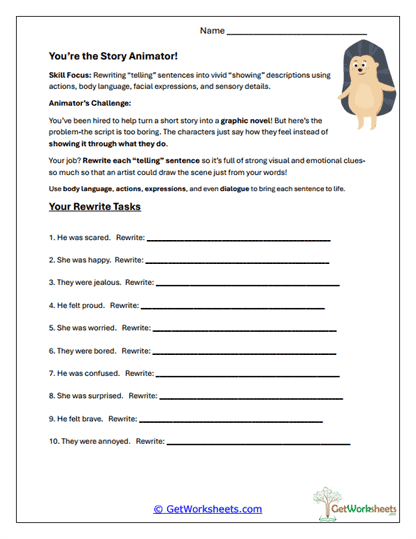 You're the Story Animator! Worksheet