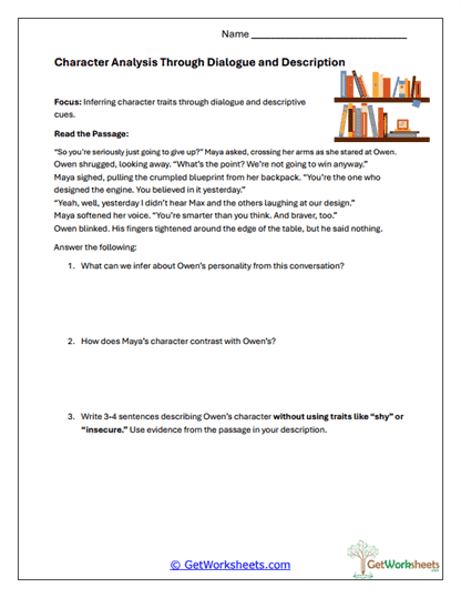 Dialogue and Description Worksheet