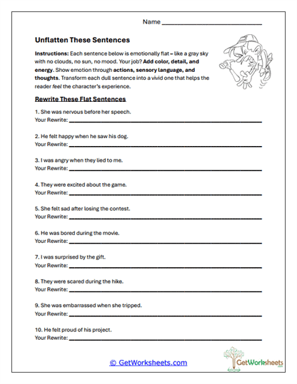 Unflatten These Sentences Worksheet