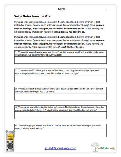 Voice Notes from the Void Worksheet