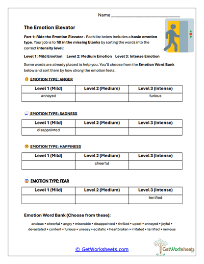 Emotion Elevator Worksheet