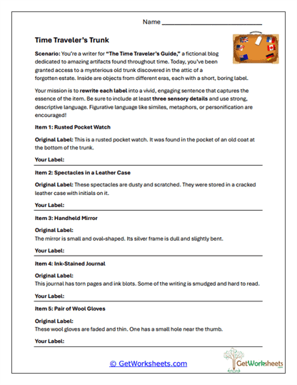 Time Traveler's Trunk Worksheet