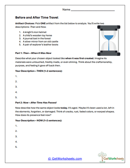 Before and After Time Travel Worksheet