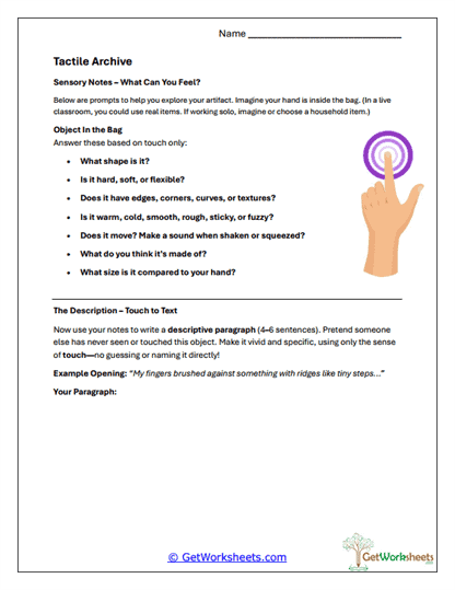Tactile Archive Worksheet