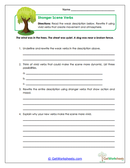 Stronger Scene Verbs Worksheet