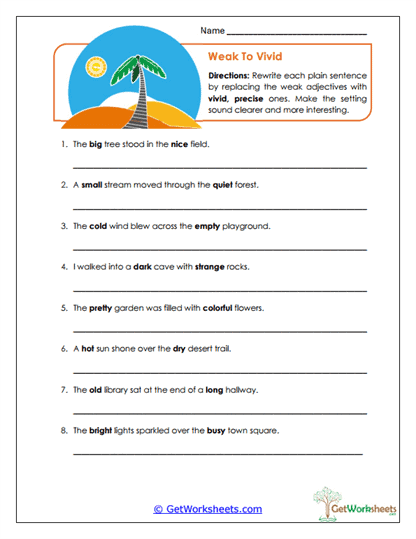Describing Settings Worksheets