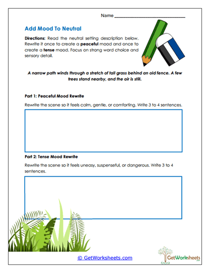 Add Mood Rewrite Worksheet