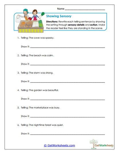 Showing Sensory Worksheet