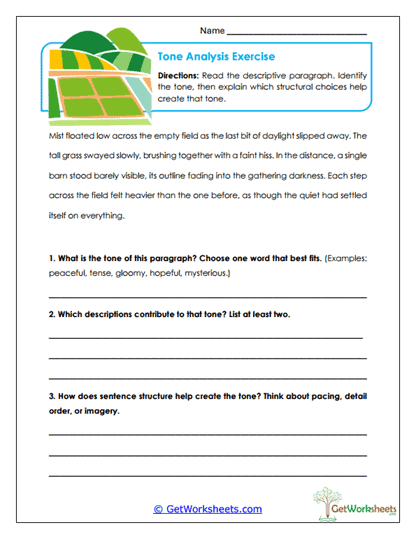 Tone Analysis Exercise Worksheet