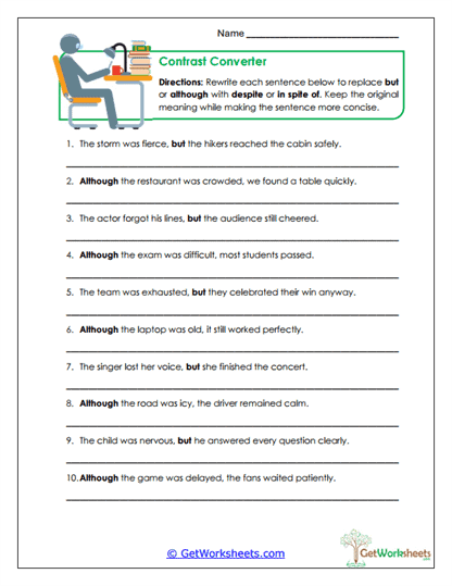 Contrast Converter Worksheet