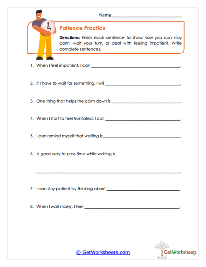 Patience Practice Worksheet