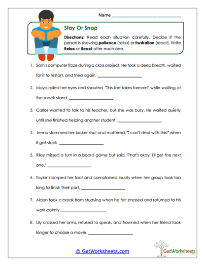 Stay or Snap Worksheet