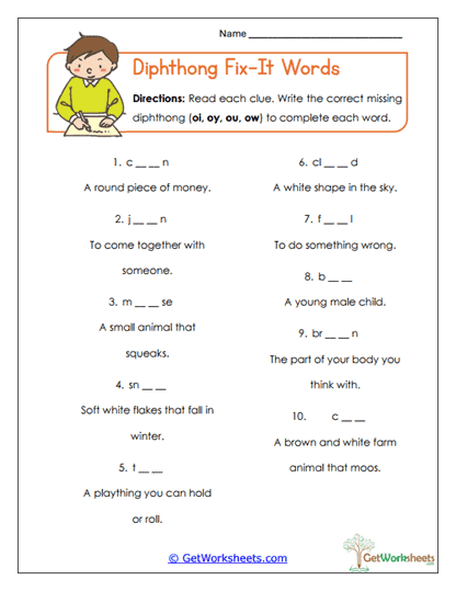 Fix-It Words Worksheet