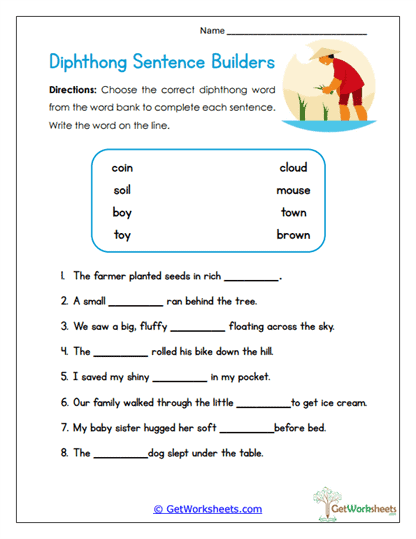 Sentence Builders Worksheet