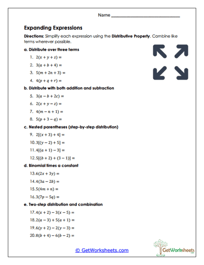 Expanding Expressions Worksheet