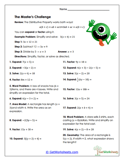 Master's Challenge Worksheet