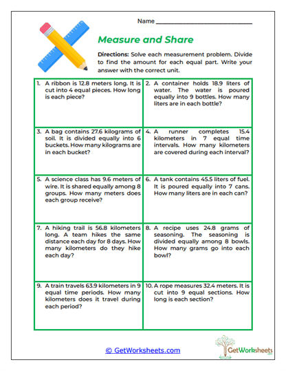 Measure and Share Worksheet