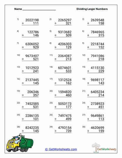 Extended Multi-Digit Divisors Worksheet