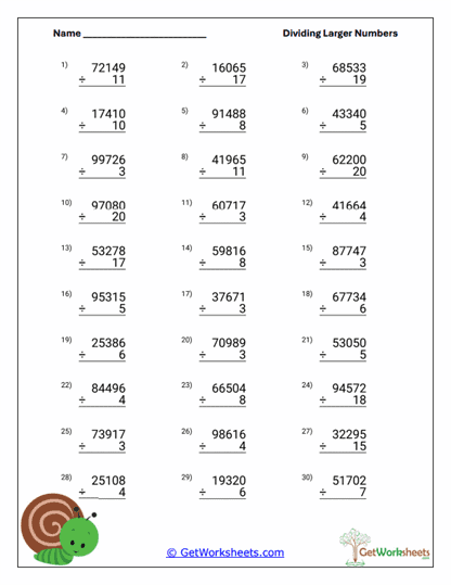 Multi-Digit Partition Practice Worksheet