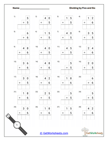 Structured Division Practice Worksheet