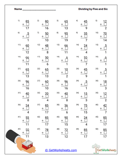 Advanced Division Facts Worksheet