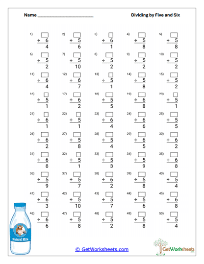 Missing Divisor Practice Worksheet