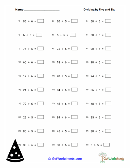 Division Fluency Sheet Worksheet