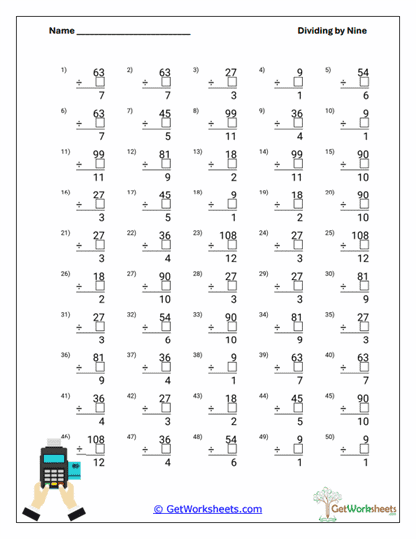 Division Plus Remainders Worksheet