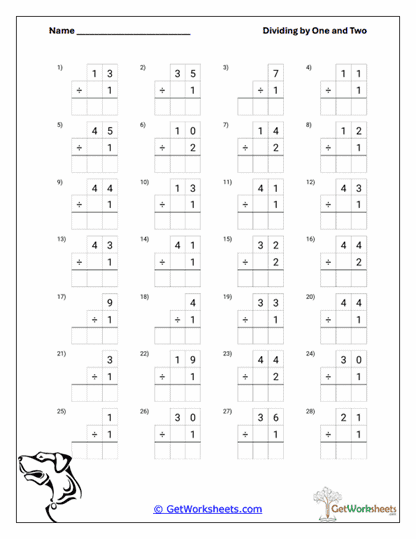 Structured Basic Divides Worksheet