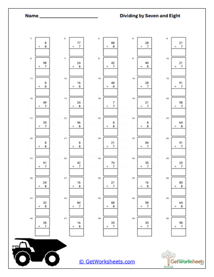 Extended Division Drill Worksheet