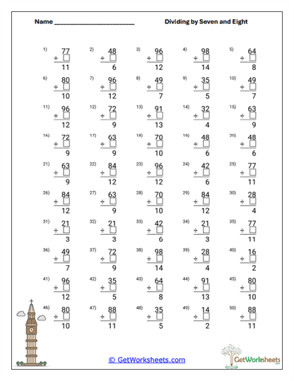 Advanced Division Set Worksheet