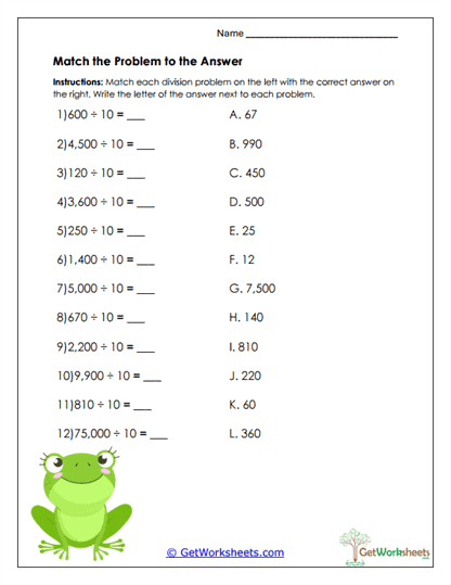 Partition Match-Up Worksheet