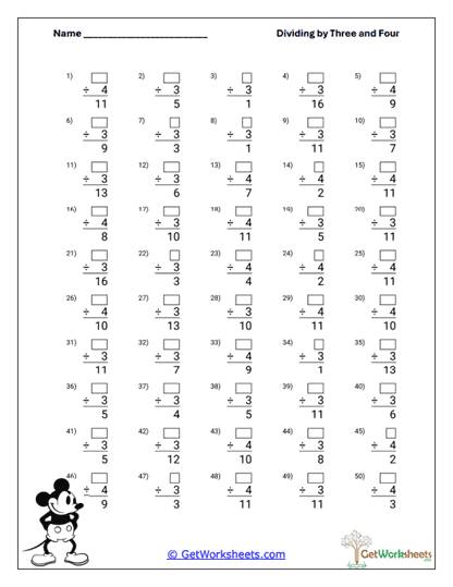 Missing Divisor Practice Worksheet
