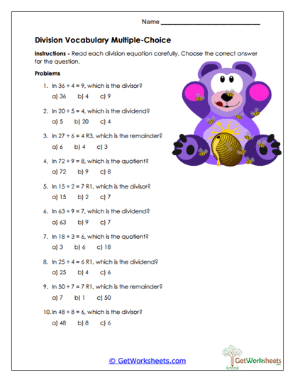 Vocabulary Multiple-Choice Worksheet