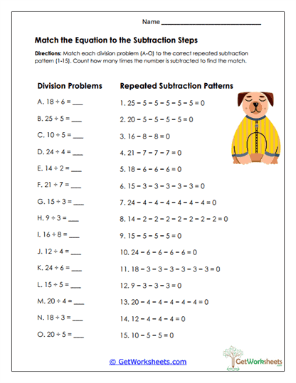 Equation Matching Practice Worksheet
