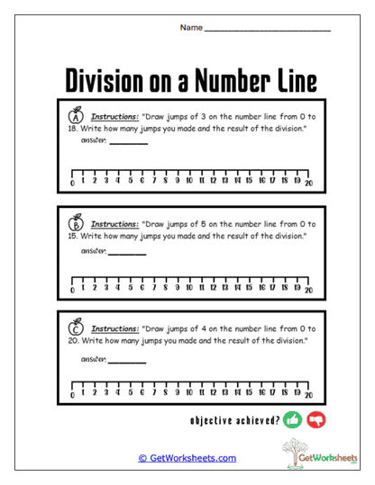 Number Line Division Jumps Worksheet