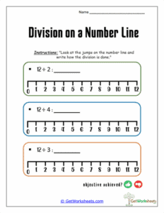 Analyzed Jumps Worksheet - Interpreting Division on Number Lines