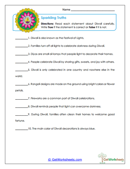 Sparkling Truths Worksheet