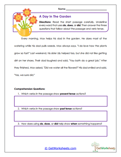 Garden Journal Grammar Hunt Worksheet