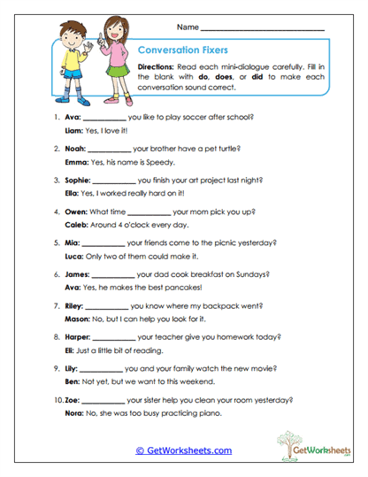 Conversation Fixers Worksheet