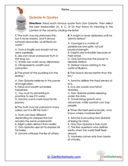 Quote Interpretation Worksheet