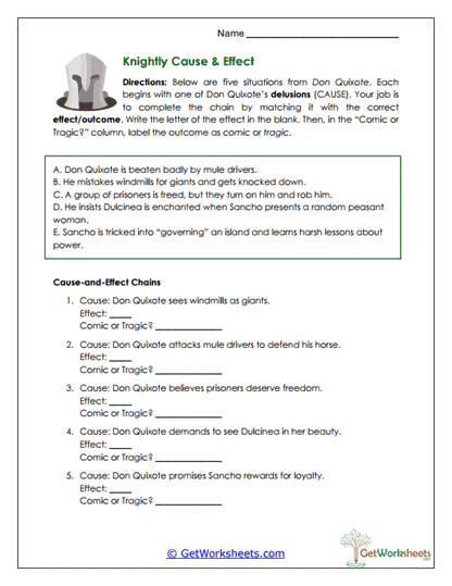 Cause and Effect Worksheet