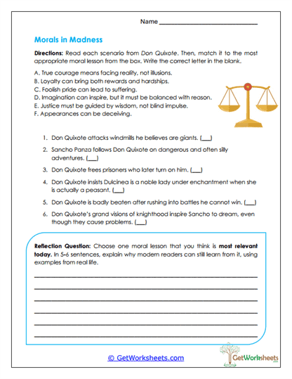 Moral Lessons Worksheet