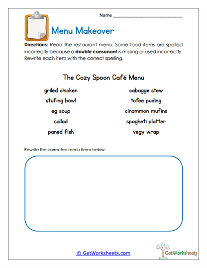 Menu Makeover Worksheet