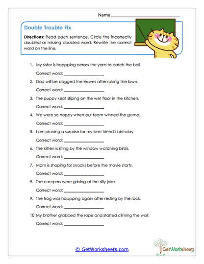 Double Trouble Fix Worksheet