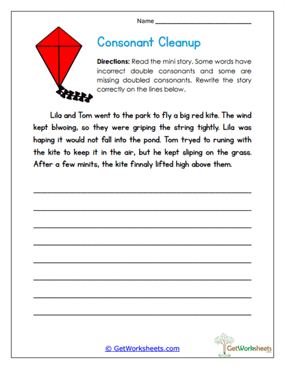 Consonant Cleanup Worksheet